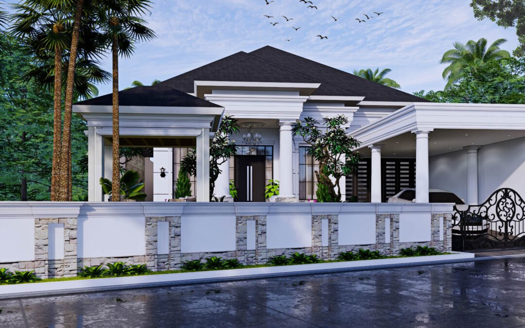 Desain Rumah Classic 1 Lantai Ukuran 17 m x 33 m di Aceh