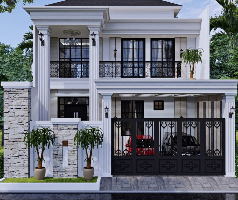 Desain Rumah Classic 2 Lantai Ukuran 10 m x 25 m di Surabaya