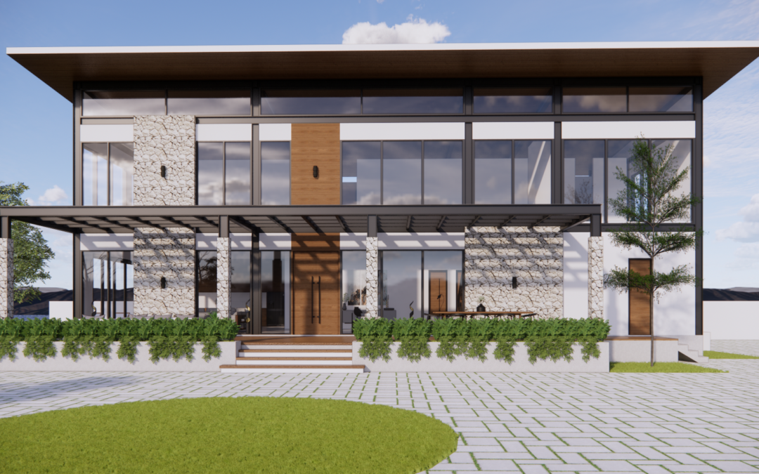 Desain Villa Semi Industrial 2 Lantai 35 m x 40 m di Jawa Tengah