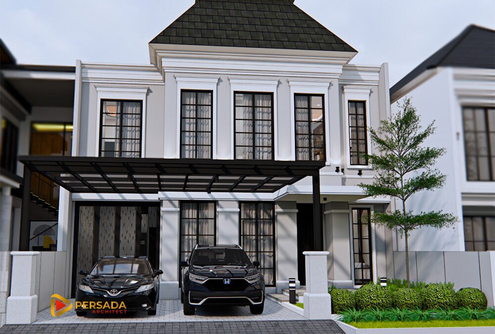Desain Rumah American Classic 2 Lantai 11 m x 20 m di Semarang