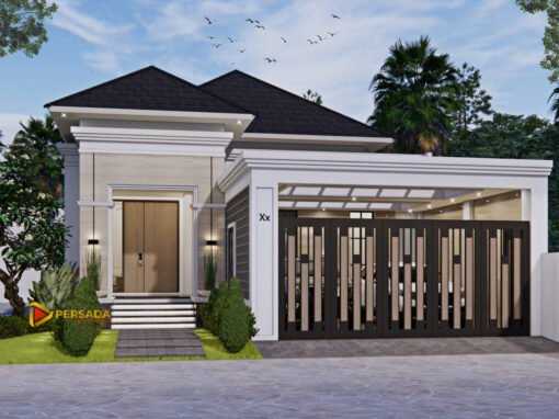 Desain Rumah Tropis 1 Lantai Ukuran 10,8 m x 33 m di Riau