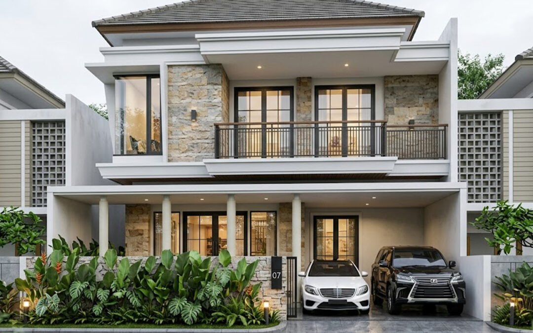 Desain Rumah Tropis 2 Lantai Ukuran 10 m x 12 m