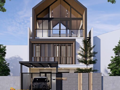 Desain Rumah Modern Scandinavian Ukuran 8 m x 23 m di PIK Jakarta