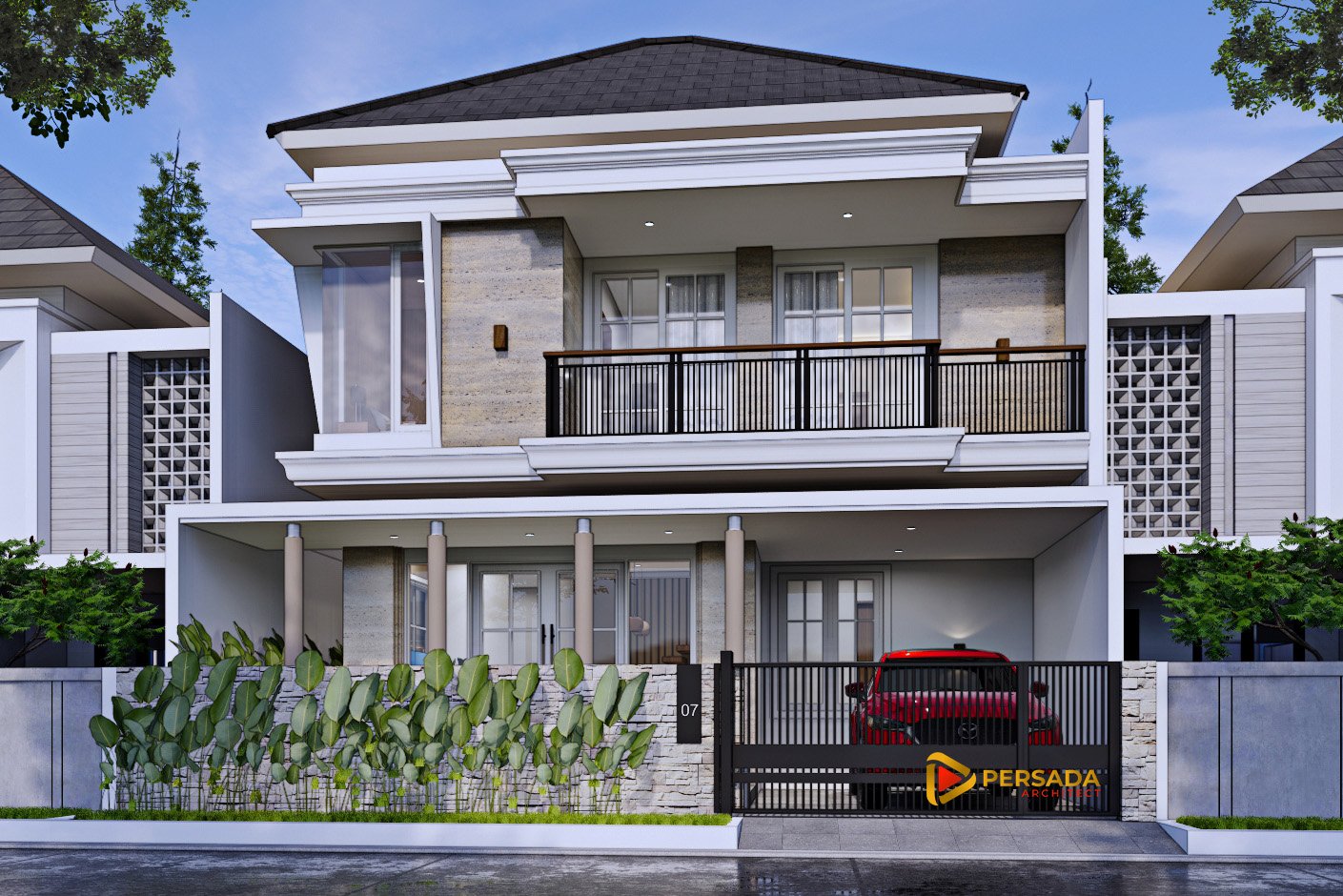rumah tropis 2 lantai