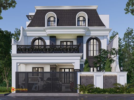 Desain Rumah Classic 3 Lantai Ukuran 12 m x 21 m di Cibubur