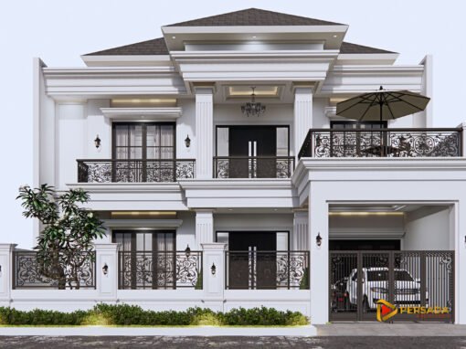 Desain Rumah Classic 2 Lantai Ukuran 13,5 m x 20 m di Surabaya