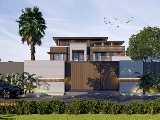 Desain Rumah Modern Tropis Ukuran 37 m x 49 m di Riau