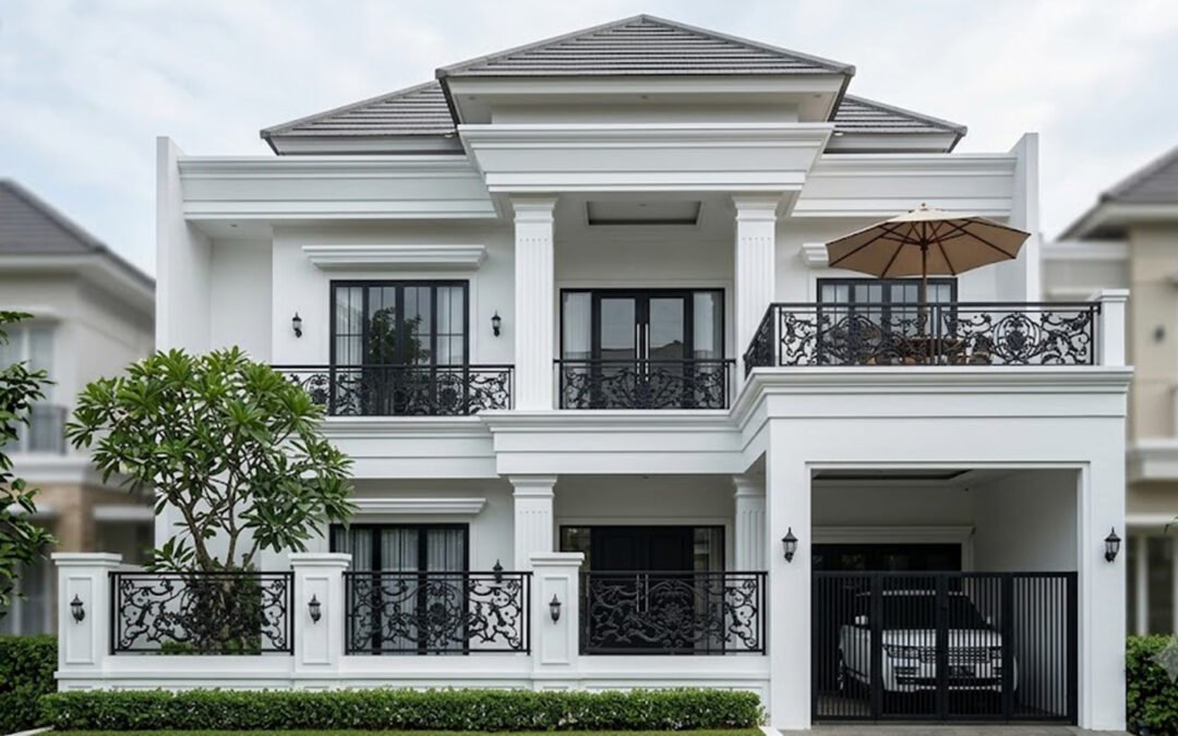 Desain Rumah Classic 2 Lantai Ukuran 13,5 m x 20 m di Surabaya