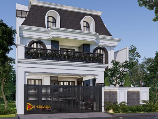 Desain Rumah Classic 3 Lantai Ukuran 12 m x 21 m di Cibubur