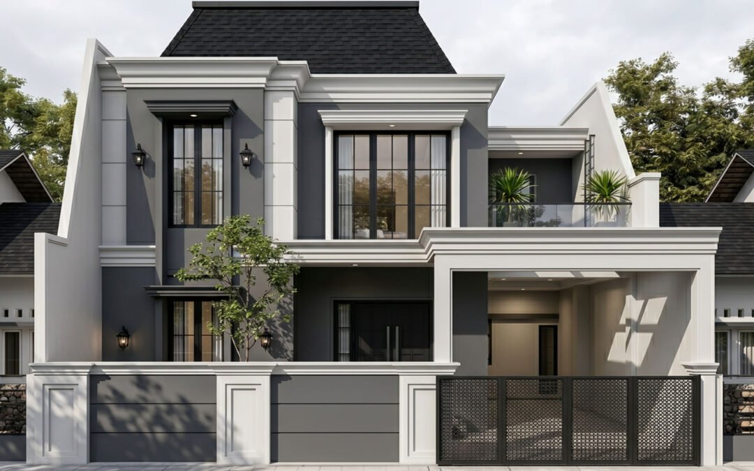 Desain Rumah Classic Ukuran 11,3 m x 11 m di Jakarta Barat
