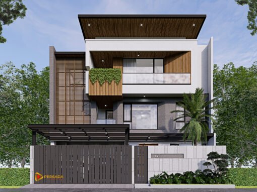 Desain Rumah Modern Tropis Ukuran 200 m2 di Radio Dalam Jakarta
