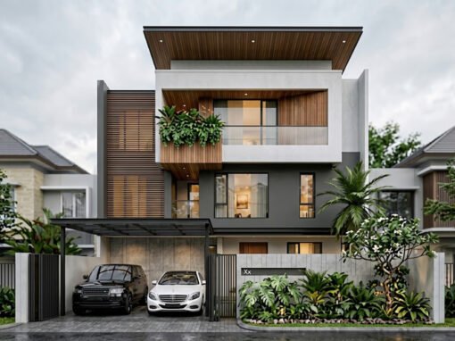 Desain Rumah Modern Tropis Ukuran 200 m2 di Radio Dalam Jakarta